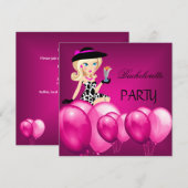 Bachelorette Party roze Girl Balloons Cocktail Kaart (Voorkant / Achterkant)