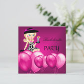 Bachelorette Party roze Girl Balloons Cocktail Kaart (Staand voorkant)