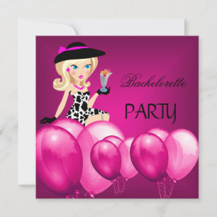 Bachelorette Party roze Girl Balloons Cocktail Kaart