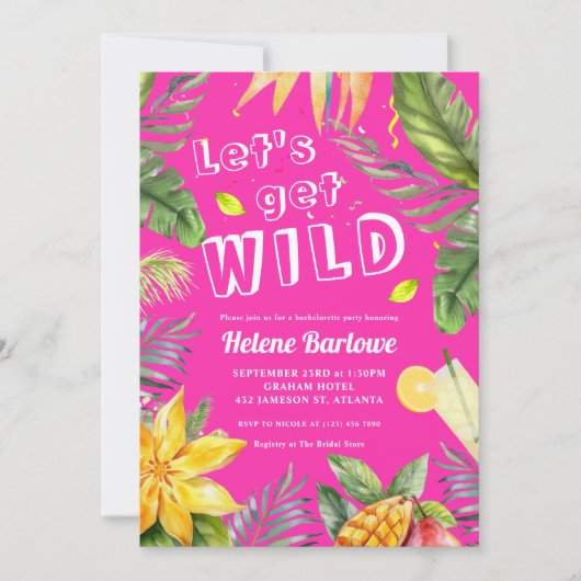 Bachelorette Party Roze Girly Fun Tropical Kaart (Voorkant)