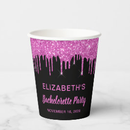 Bachelorette Party roze glitter Black Papieren Bekers