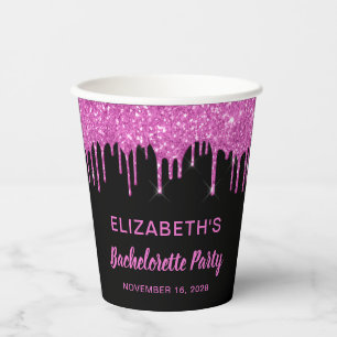 Bachelorette Party roze glitter Black Papieren Bekers