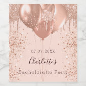 Bachelorette party roze gouden blush ballonnen wijn etiket (Enkel label)