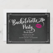 Bachelorette Party Roze Lippen Verloving Invitatio Kaart (Voorkant)