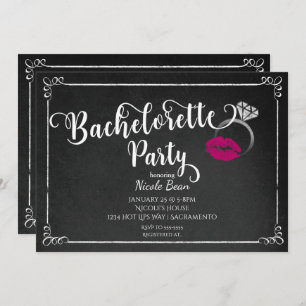 Bachelorette Party Roze Lippen Verloving Invitatio Kaart