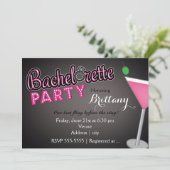 Bachelorette Party Roze Martini Leuke Uitnodiging (Staand voorkant)