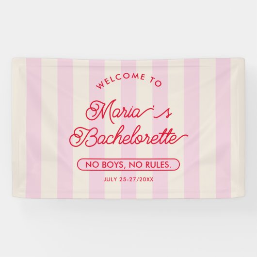 Bachelorette Party Roze Modern Welkom Spandoek (Horizontaal)