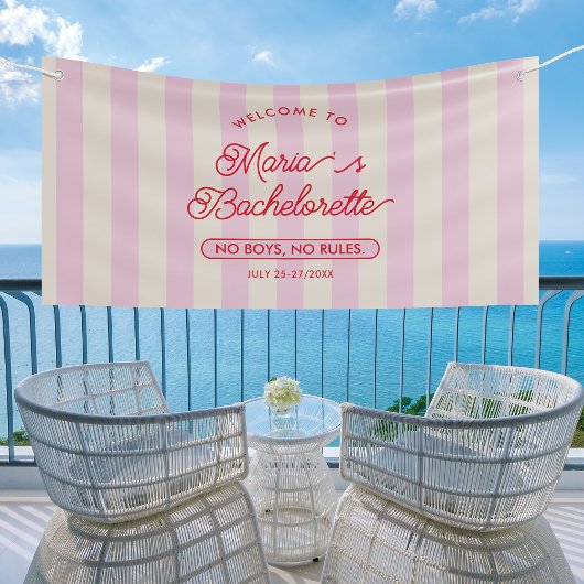 Bachelorette Party Roze Modern Welkom Spandoek