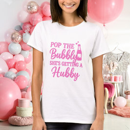 Bachelorette party roze pop de bubbel t-shirt