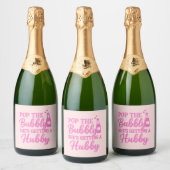 Bachelorette party roze prik de bubbel sparkling wijnetiket (Flessen)