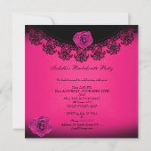 Bachelorette Party roze Rose Black Lace Kaart (Achterkant)