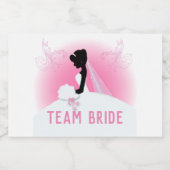 Bachelorette Party Roze silhouet team bruid Sparkling Wijnetiket (Enkel label)