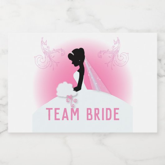 Bachelorette Party Roze silhouet team bruid Sparkling Wijnetiket (Enkel label)