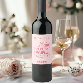 Bachelorette party roze wolk wijn bruid  etiket