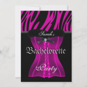 Bachelorette Party roze Zebra Black Corset Kaart (Voorkant)