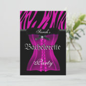 Bachelorette Party roze Zebra Black Corset Kaart (Staand voorkant)