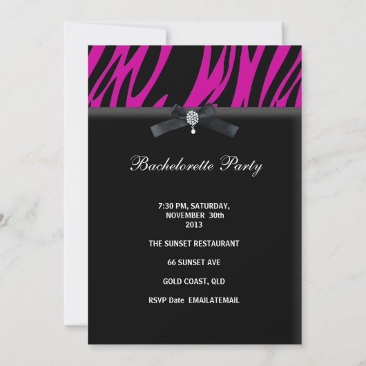 Bachelorette Party roze Zebra Black Corset Kaart (Achterkant)