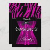 Bachelorette Party roze Zebra Black Corset Kaart (Voorkant / Achterkant)