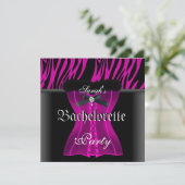Bachelorette Party roze Zebra Black Corset Kaart (Staand voorkant)