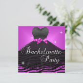 Bachelorette Party Roze Zwarte Zebra Jurk Kaart (Staand voorkant)