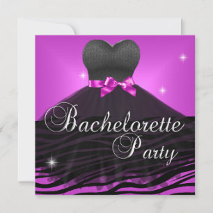 Bachelorette Party Roze Zwarte Zebra Jurk Kaart