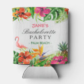 Bachelorette Party Rustic Tropical Floral Flamingo Blikjeskoeler (Achterkant)