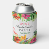 Bachelorette Party Rustic Tropical Floral Flamingo Blikjeskoeler (Blikje Achterkant)