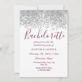 Bachelorette Party Silver Glitter Burgundy Kaart (Voorkant)