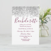 Bachelorette Party Silver Glitter Burgundy Kaart (Staand voorkant)