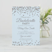 Bachelorette Party Silver Glitter Confetti Ice Blu Kaart (Staand voorkant)