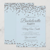 Bachelorette Party Silver Glitter Confetti Ice Blu Kaart (Voorkant / Achterkant)