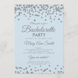 Bachelorette Party Silver Glitter Confetti Ice Blu Kaart