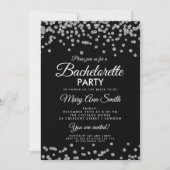 Bachelorette Party Silver Glitter Confetti Zwart Kaart (Voorkant)