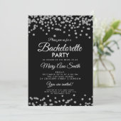 Bachelorette Party Silver Glitter Confetti Zwart Kaart (Staand voorkant)