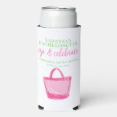 Bachelorette Party Sip & Celebrate Pink Tas Favori Seltzer Blikjeskoeler (Seltzer Voorkant)