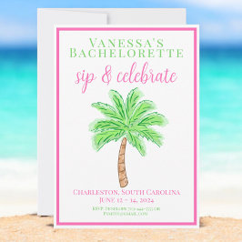 Bachelorette Party Sip Vieren Palm Tree Preppy Kaart