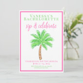 Bachelorette Party Sip Vieren Palm Tree Preppy Kaart (Staand voorkant)