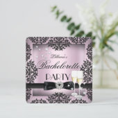 Bachelorette Party Sliver Pink Black Champagne Kaart (Staand voorkant)