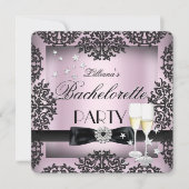 Bachelorette Party Sliver Pink Black Champagne Kaart (Voorkant)