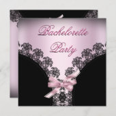 Bachelorette Party Soft Pink Black Lace Kaart (Voorkant / Achterkant)