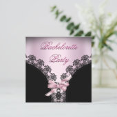 Bachelorette Party Soft Pink Black Lace Kaart (Staand voorkant)