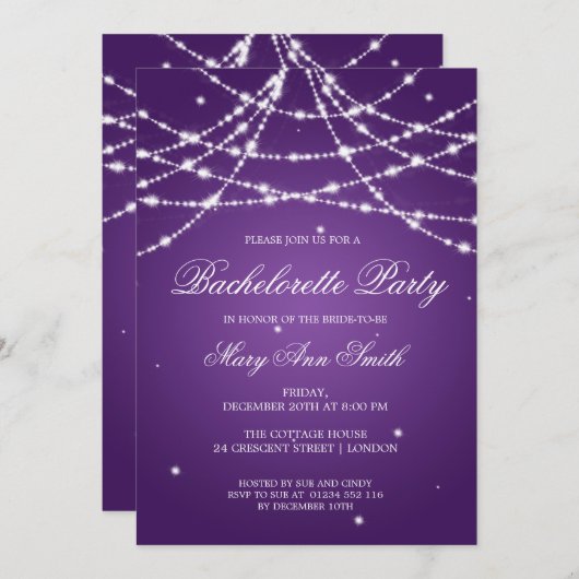 Bachelorette Party Sparking String Paars Kaart (Voorkant / Achterkant)