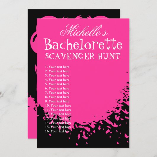 Bachelorette party speurtocht sjabloon lijst kaart (Voorkant / Achterkant)
