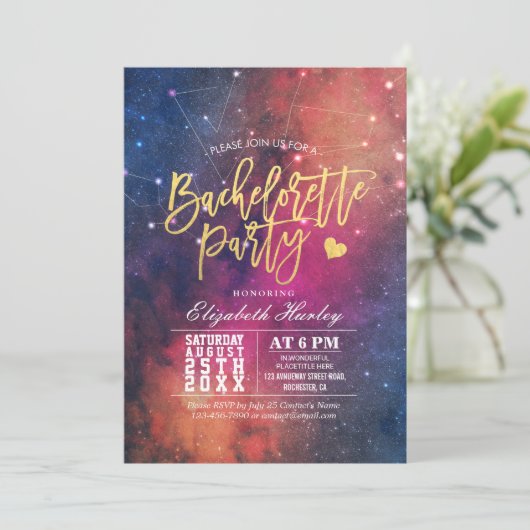 Bachelorette Party Stars Sky Galaxy Constellations Kaart (Staand voorkant)
