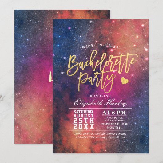 Bachelorette Party Stars Sky Galaxy Constellations Kaart (Voorkant / Achterkant)