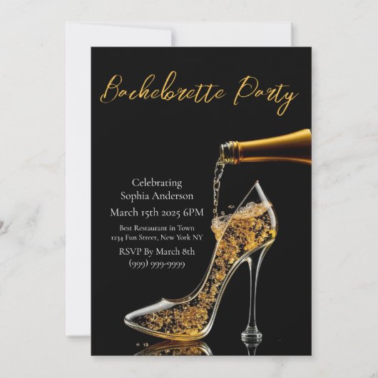 Bachelorette Party-Stiletto en Bubbly Kaart (Voorkant)