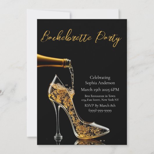 Bachelorette Party-Stiletto en Bubbly Kaart (Voorkant)