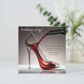 Bachelorette Party-Stiletto met wijn Kaart (Staand voorkant)