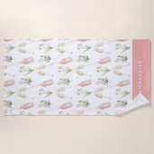 Bachelorette party strand van Roze girly modern dr Strandlaken (Voorkant)