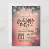Bachelorette Party Summer Beach Palm Trees Lichten Kaart (Voorkant)
